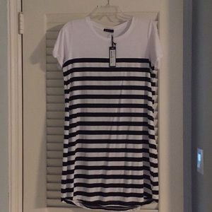 Cotton On T-Shirt Dress - White/Black Stripe